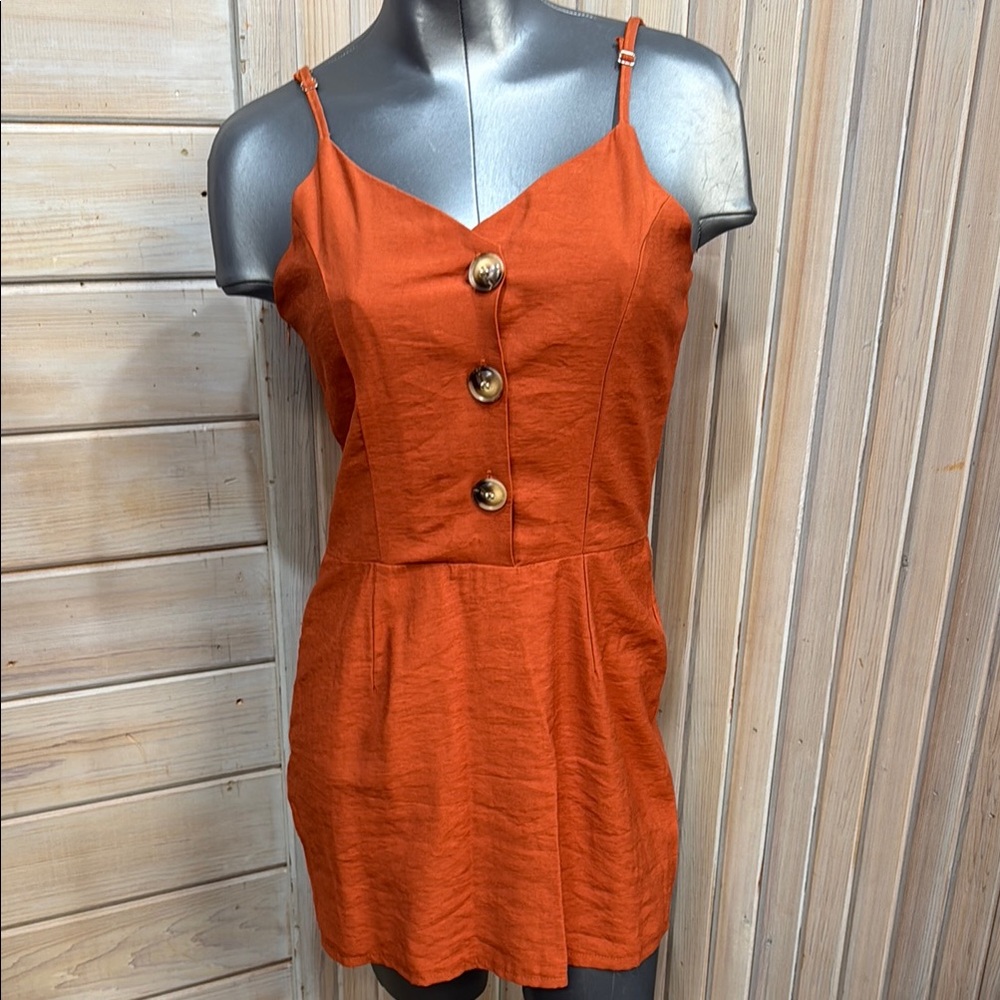 Source Unknown Orange Fitted Camisole Mini Dress